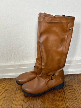Y2k Brown Buckle Riding Boots